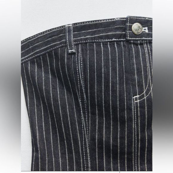 ZARA NEW WOMAN OFF-SHOULDER TRF DENIM TOP WITH STRIPES MEDIUM 5252/009/133/15 - Picture 9 of 9